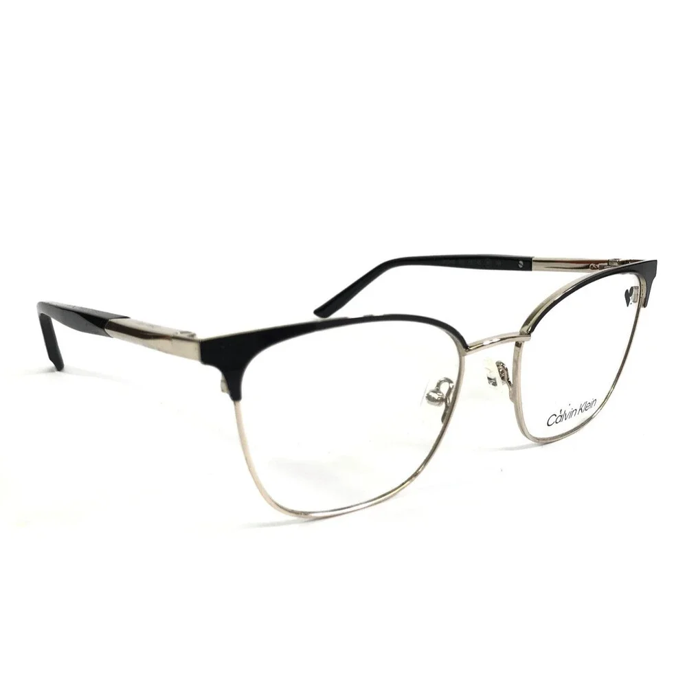 Calvin Klein Eyeglasses Frames CK25105 001 Black Gold Cat Eye Full Rim 52-18-145